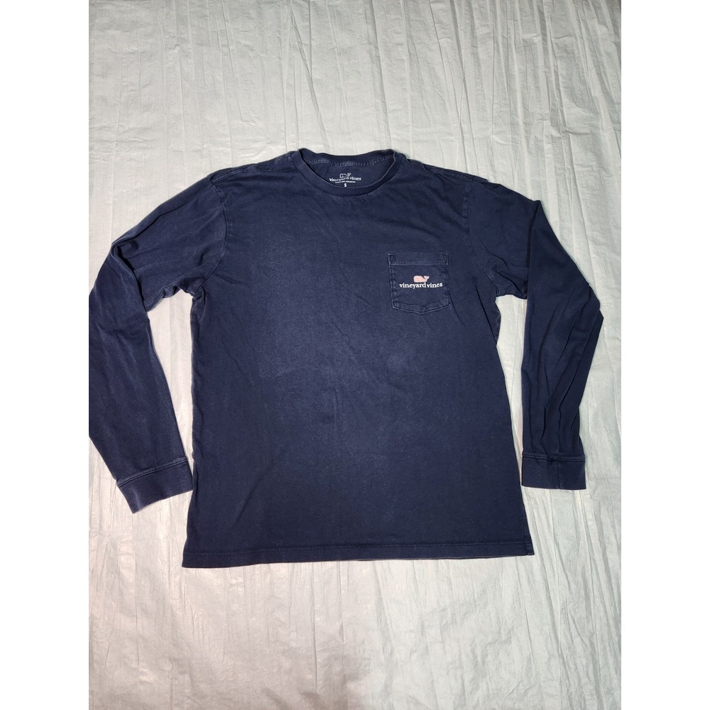 Navy Blue Vineyard Vines Vintage Pink Whale Long Sleeve Tshirt Small Shirt
